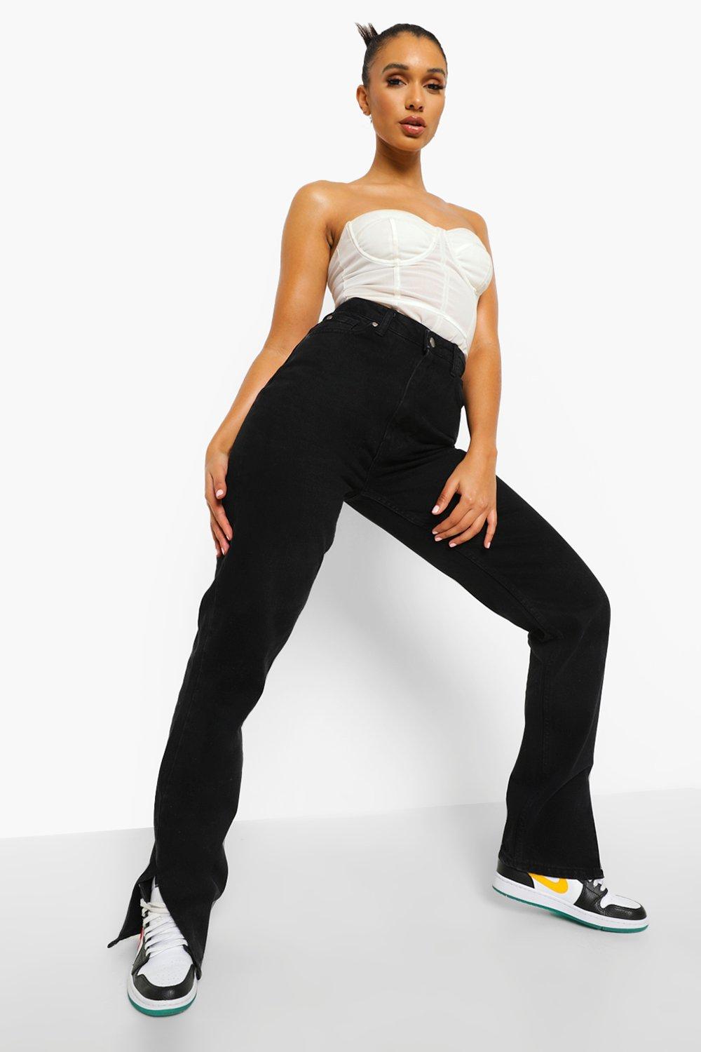 jeans hem split boohoo
